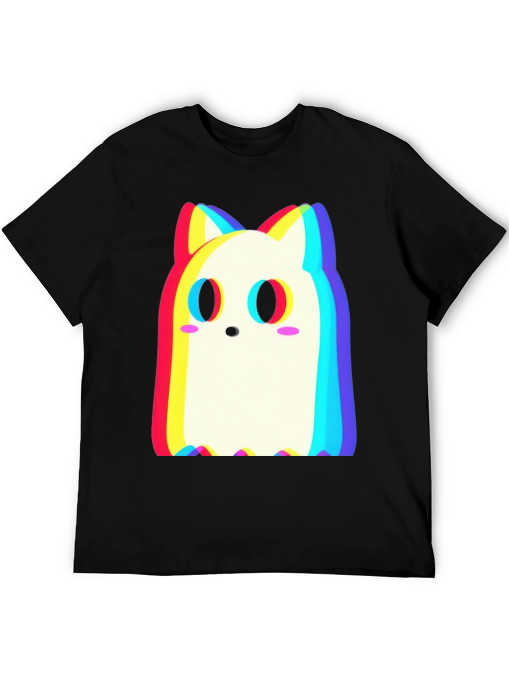 Cute Ghost Cat T-Shirt - Glitch Style