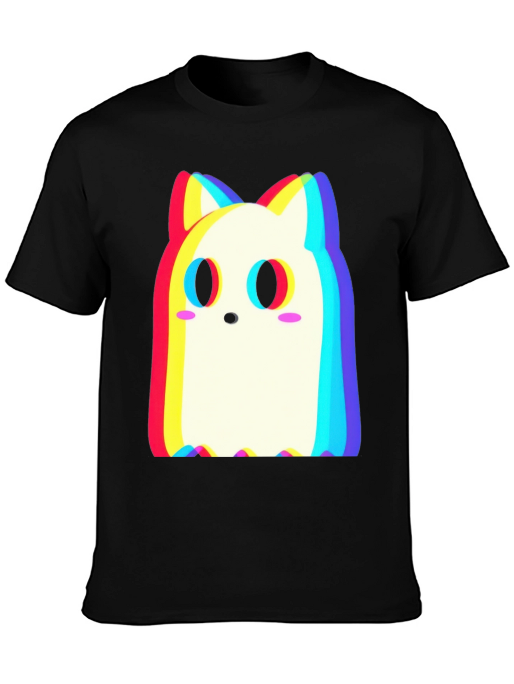 Cute Ghost Cat T-Shirt - Glitch Style