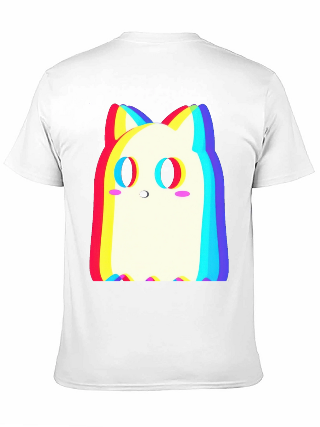 Cute Ghost Cat T-Shirt - Glitch Style