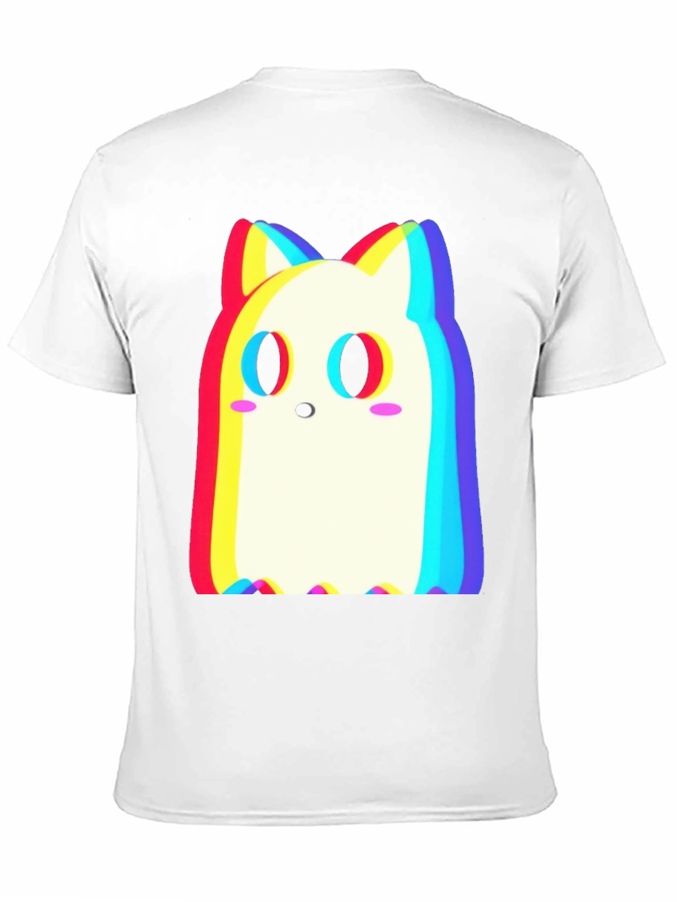 Cute Ghost Cat T-Shirt - Glitch Style