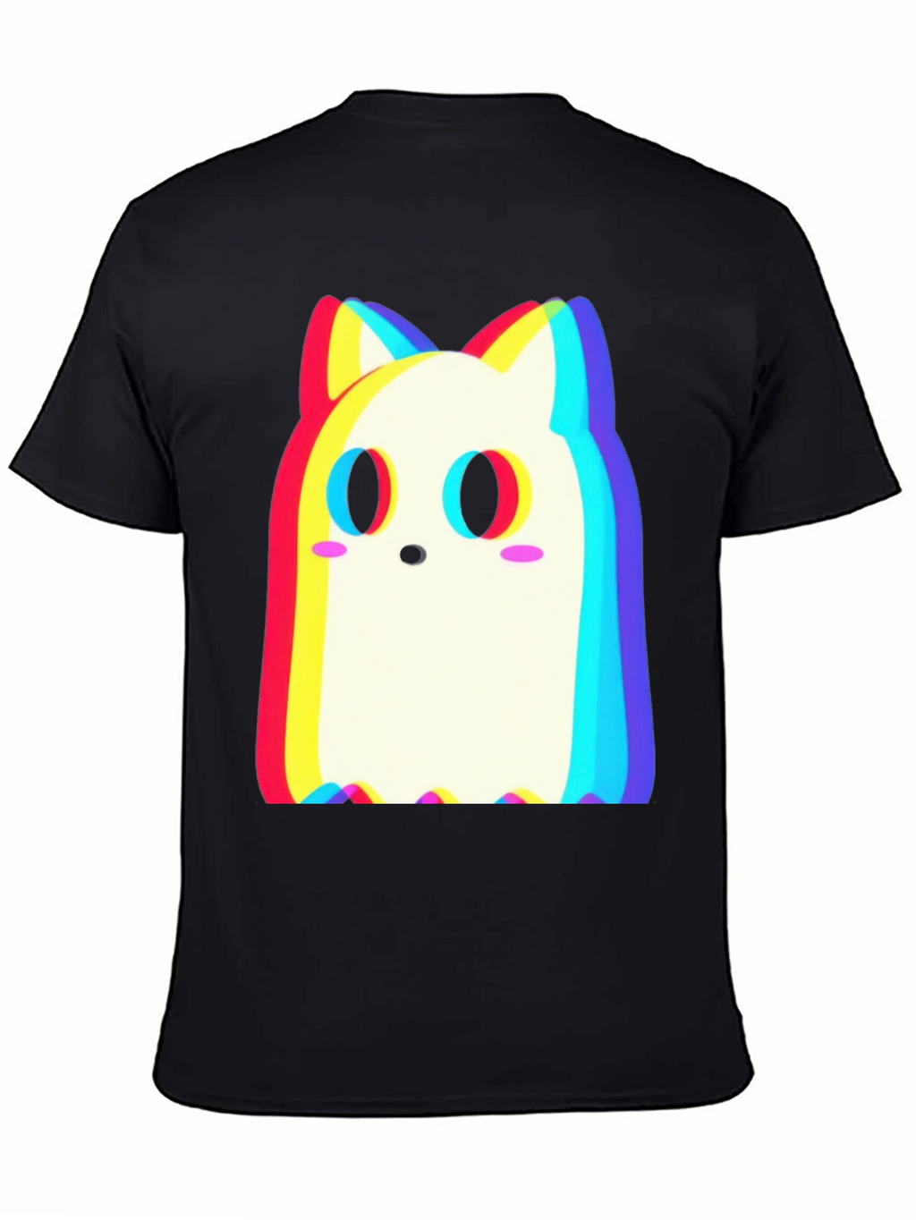 Cute Ghost Cat T-Shirt - Glitch Style