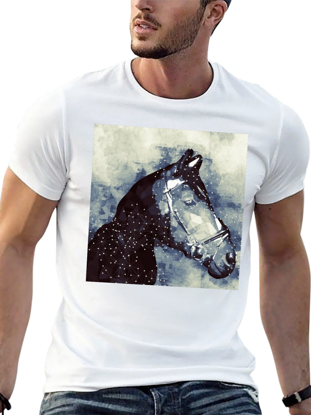 Geometric Horse Tee - Stylish Graphic Print T-Shirt