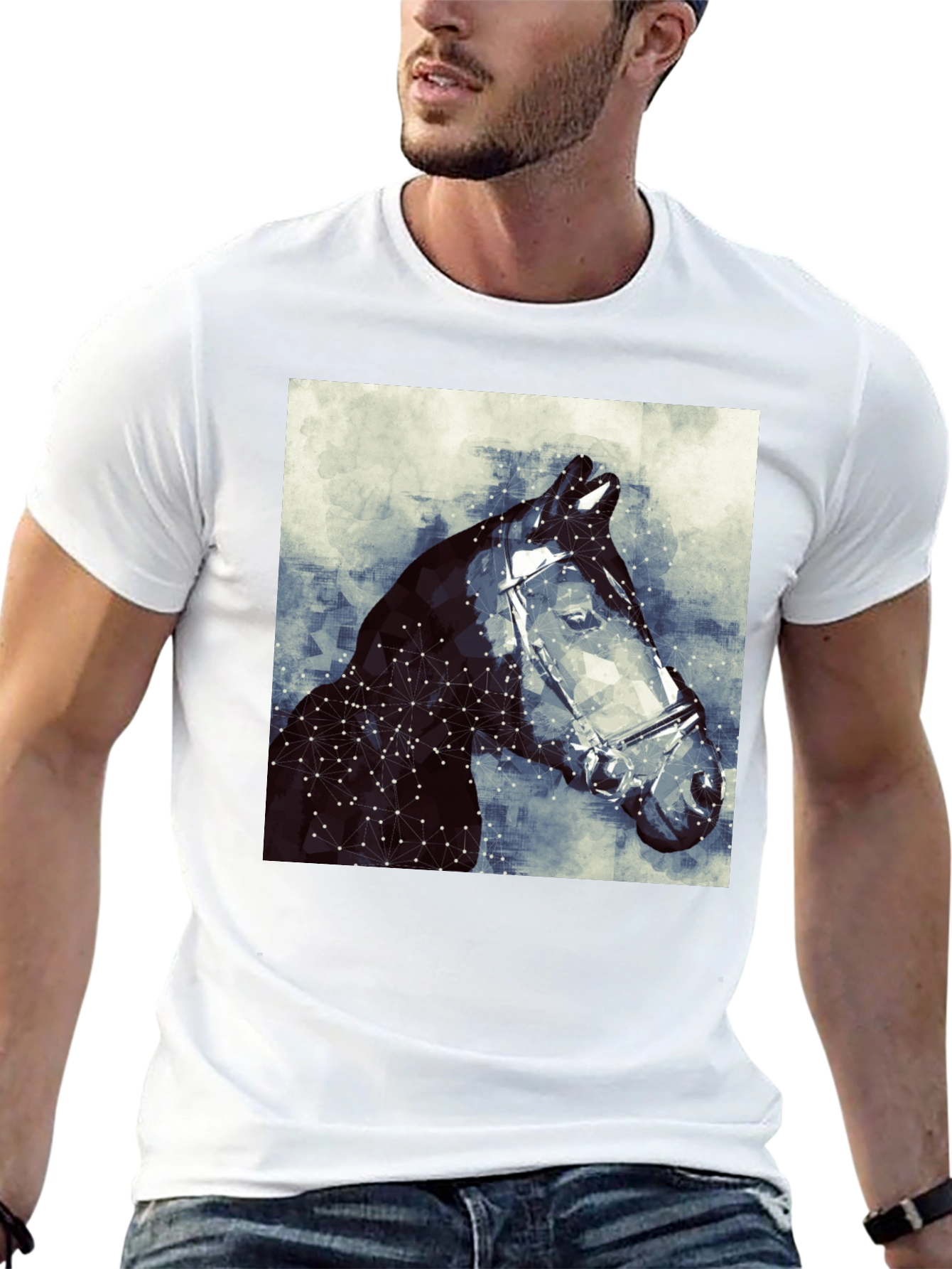 Geometric Horse Tee - Stylish Graphic Print T-Shirt