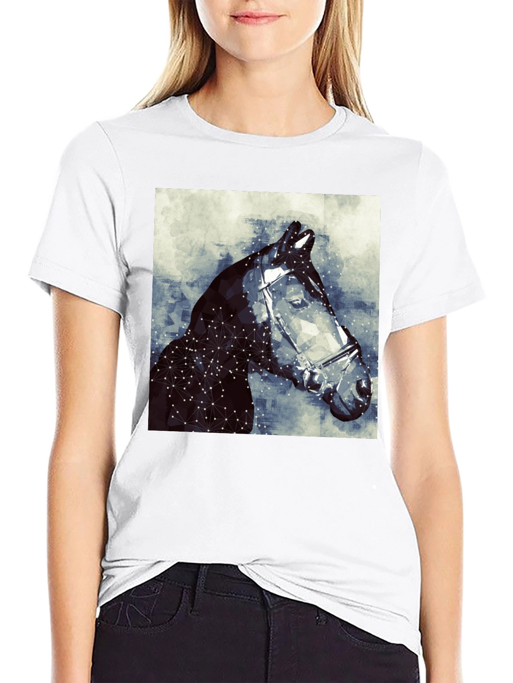 Geometric Horse Tee - Stylish Graphic Print T-Shirt