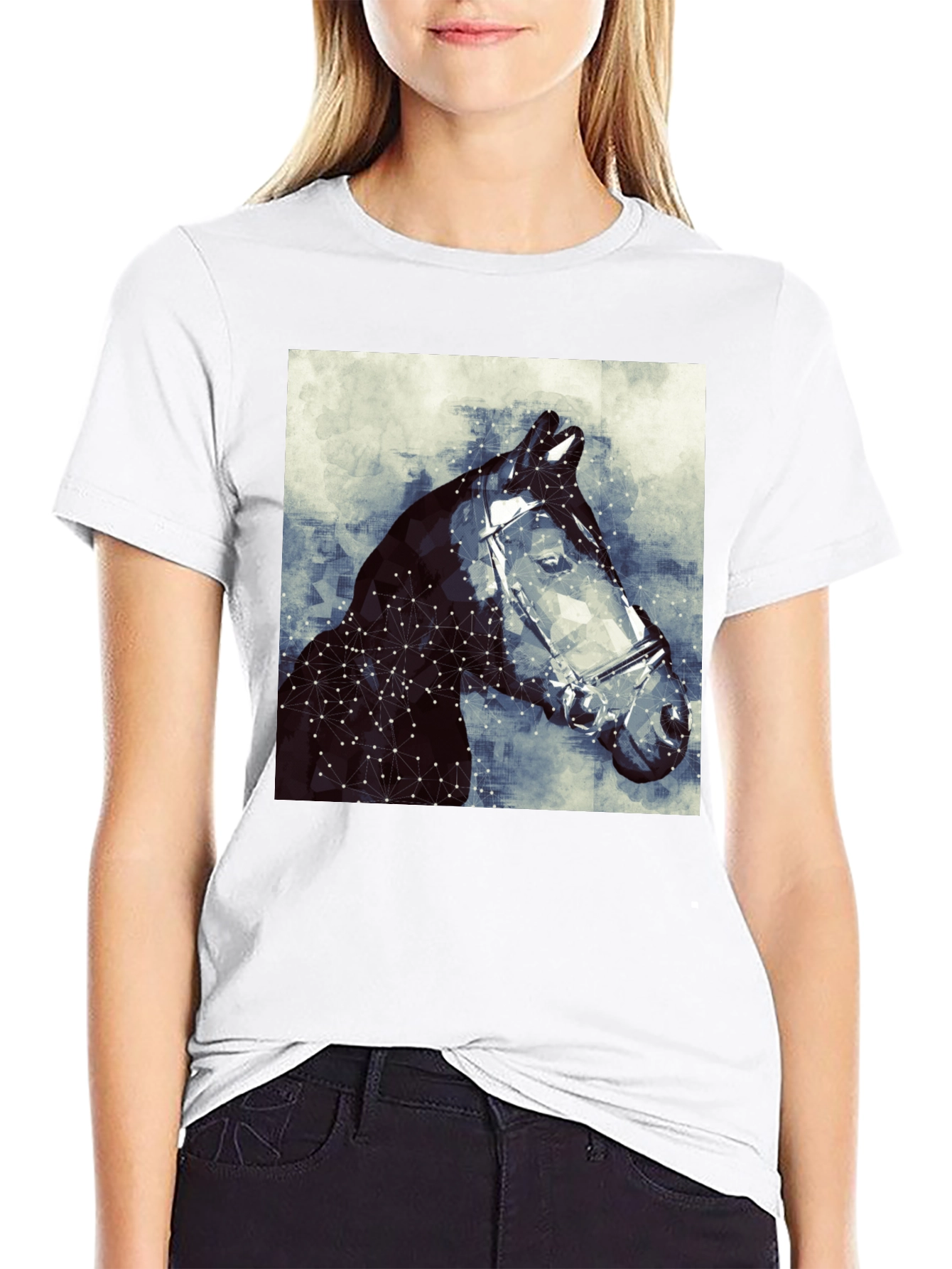 Geometric Horse Tee - Stylish Graphic Print T-Shirt