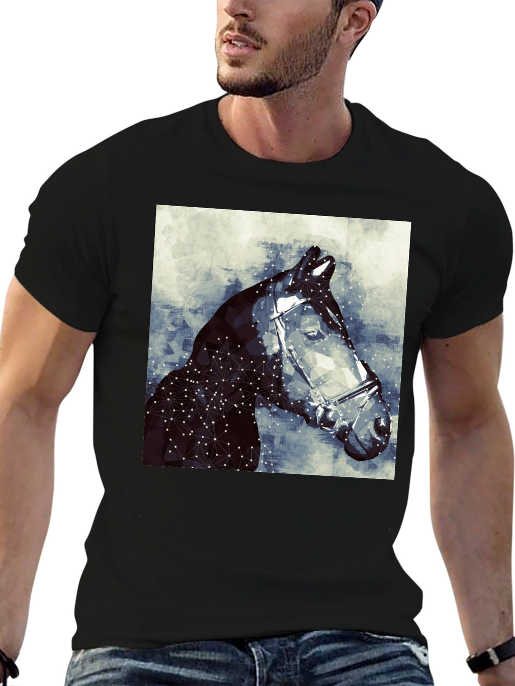 Geometric Horse Tee - Stylish Graphic Print T-Shirt