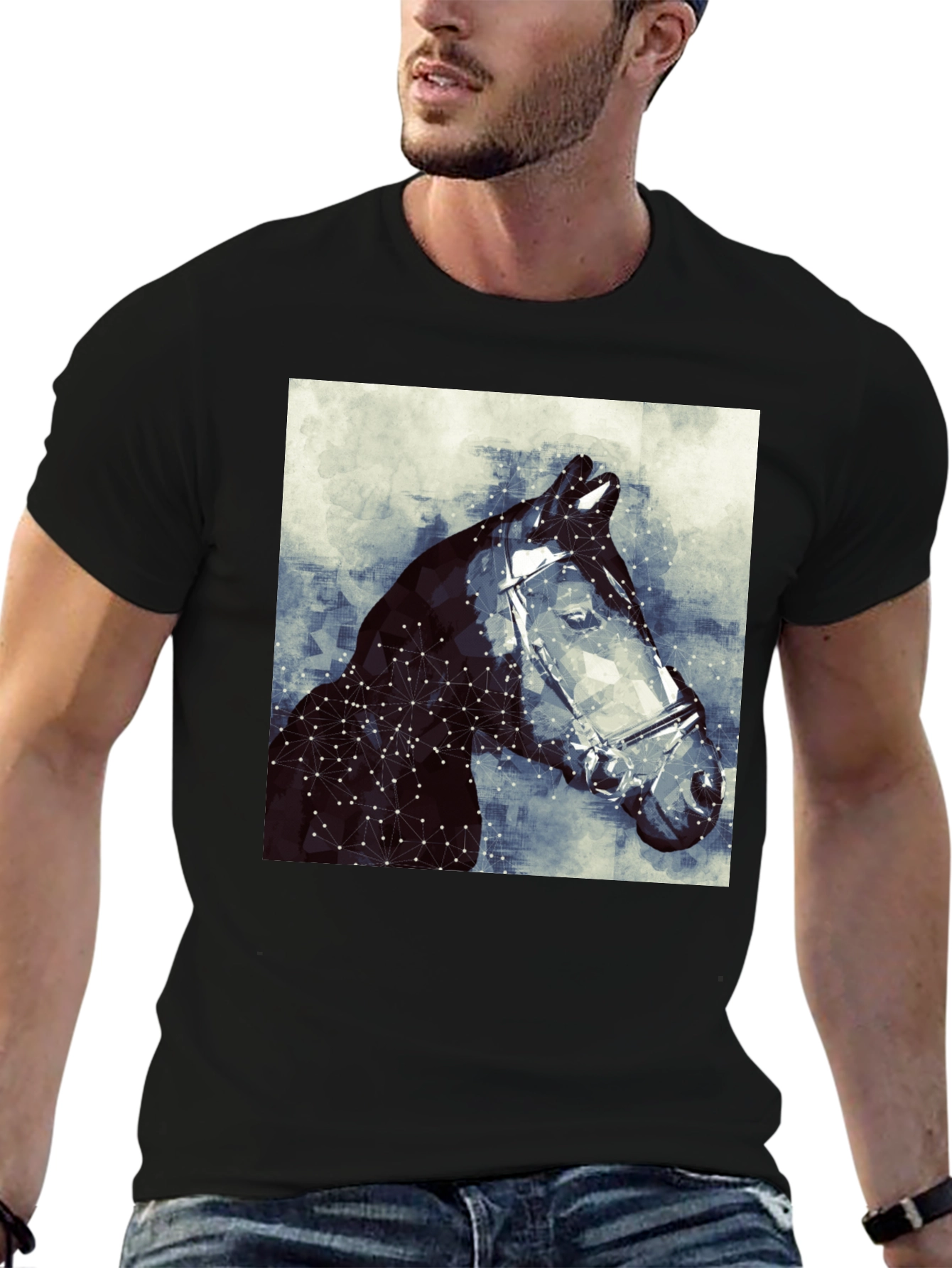 Geometric Horse Tee - Stylish Graphic Print T-Shirt