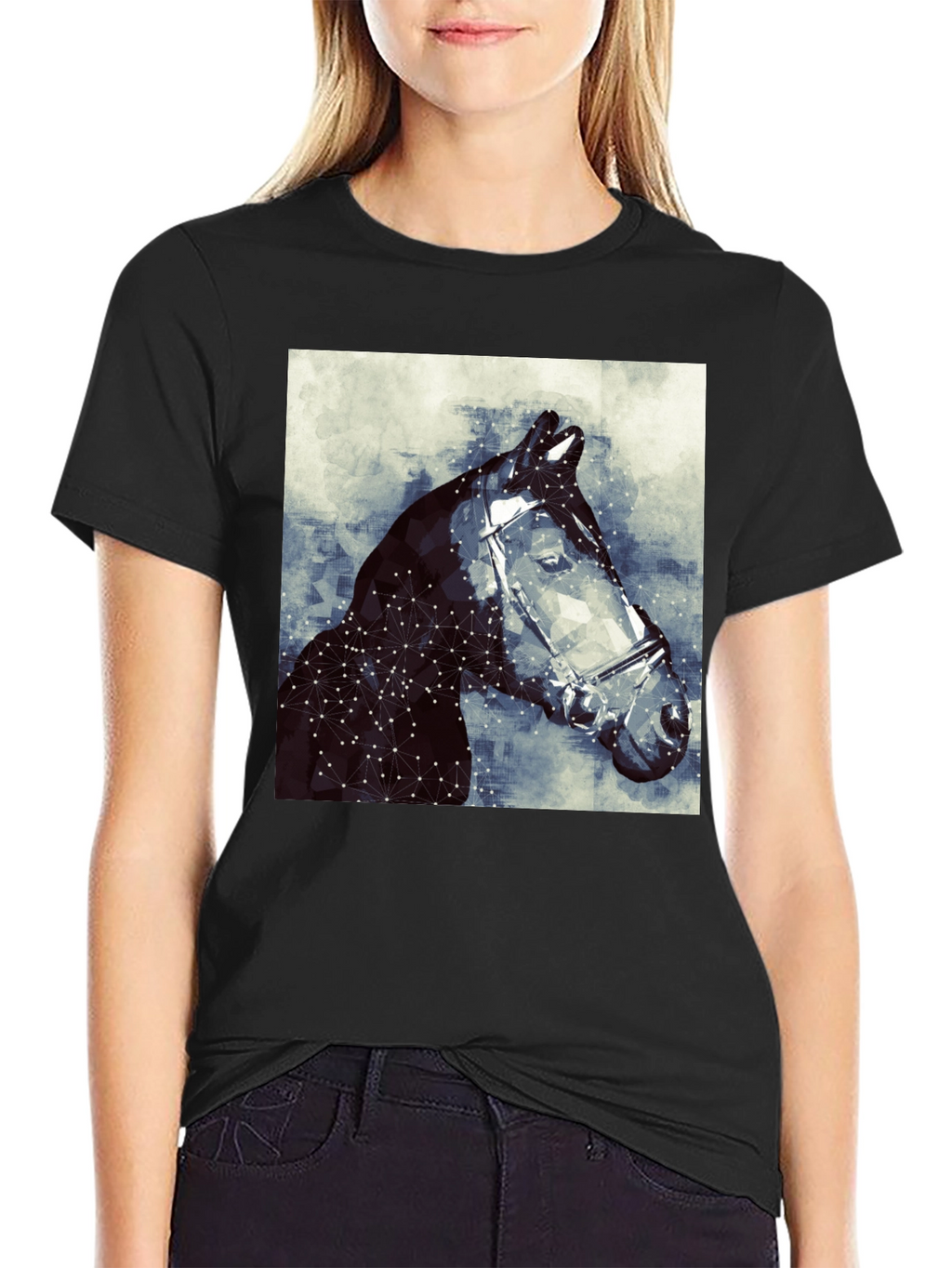 Geometric Horse Tee - Stylish Graphic Print T-Shirt