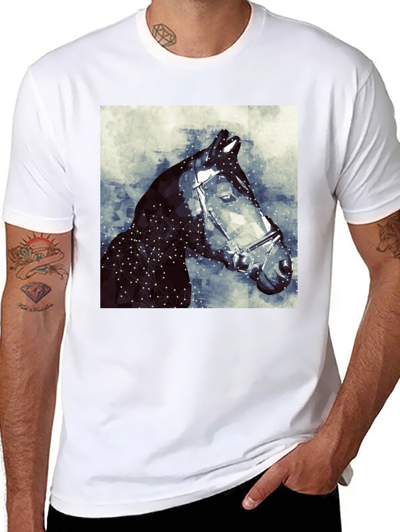 Geometric Horse Tee - Stylish Graphic Print T-Shirt