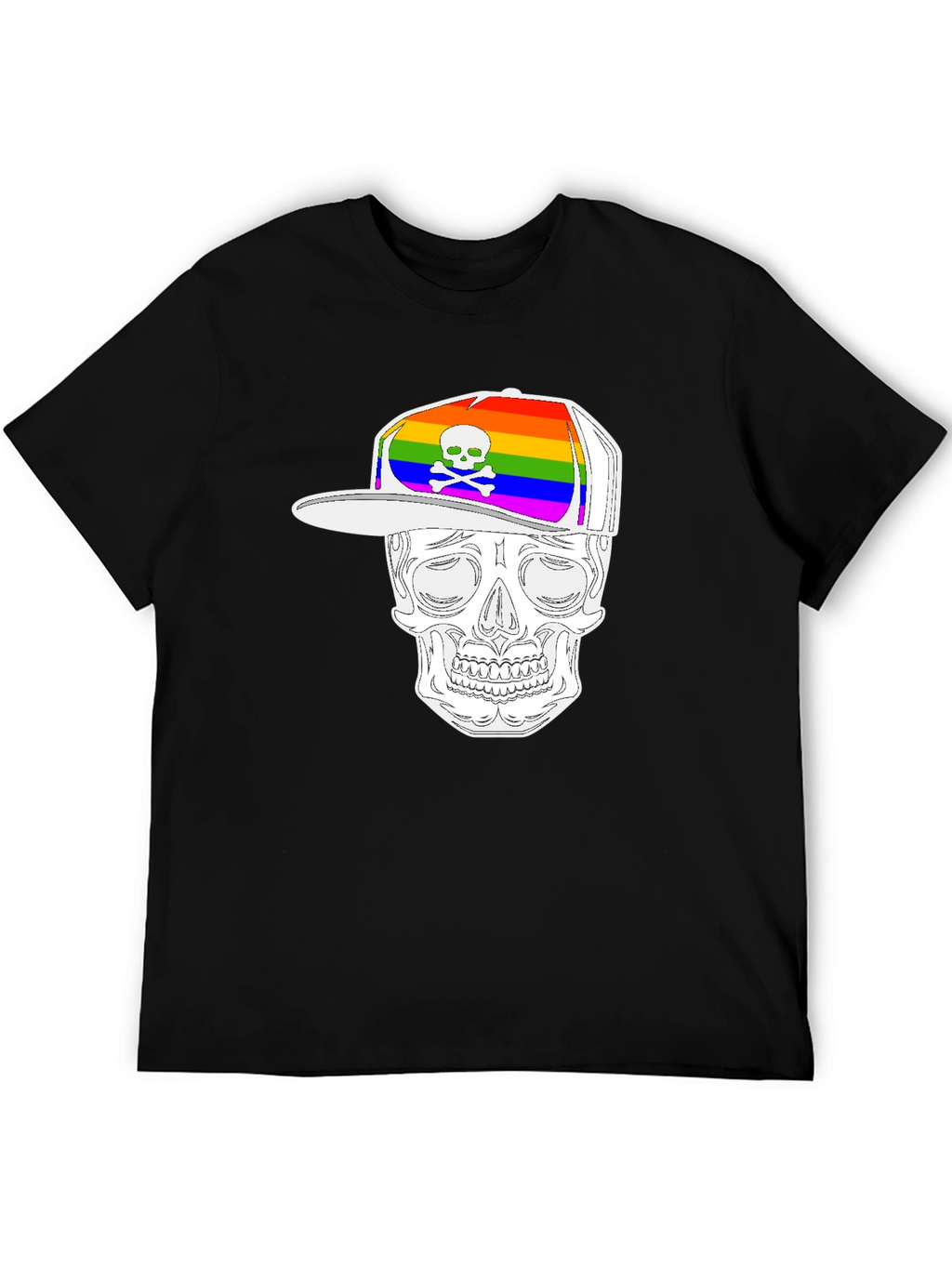 Skull Wearing Rainbow Hat Graphic Tee