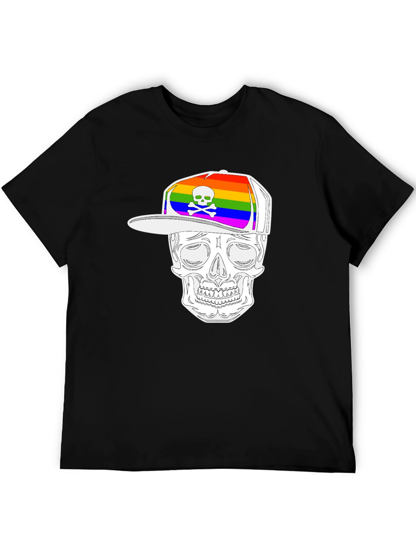 Skull Wearing Rainbow Hat Graphic Tee