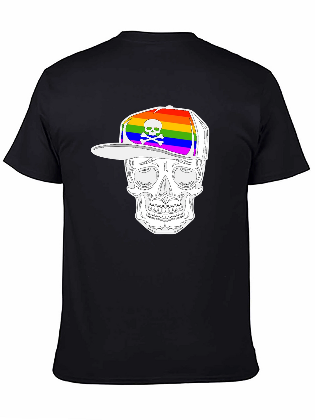 Skull Wearing Rainbow Hat Graphic Tee