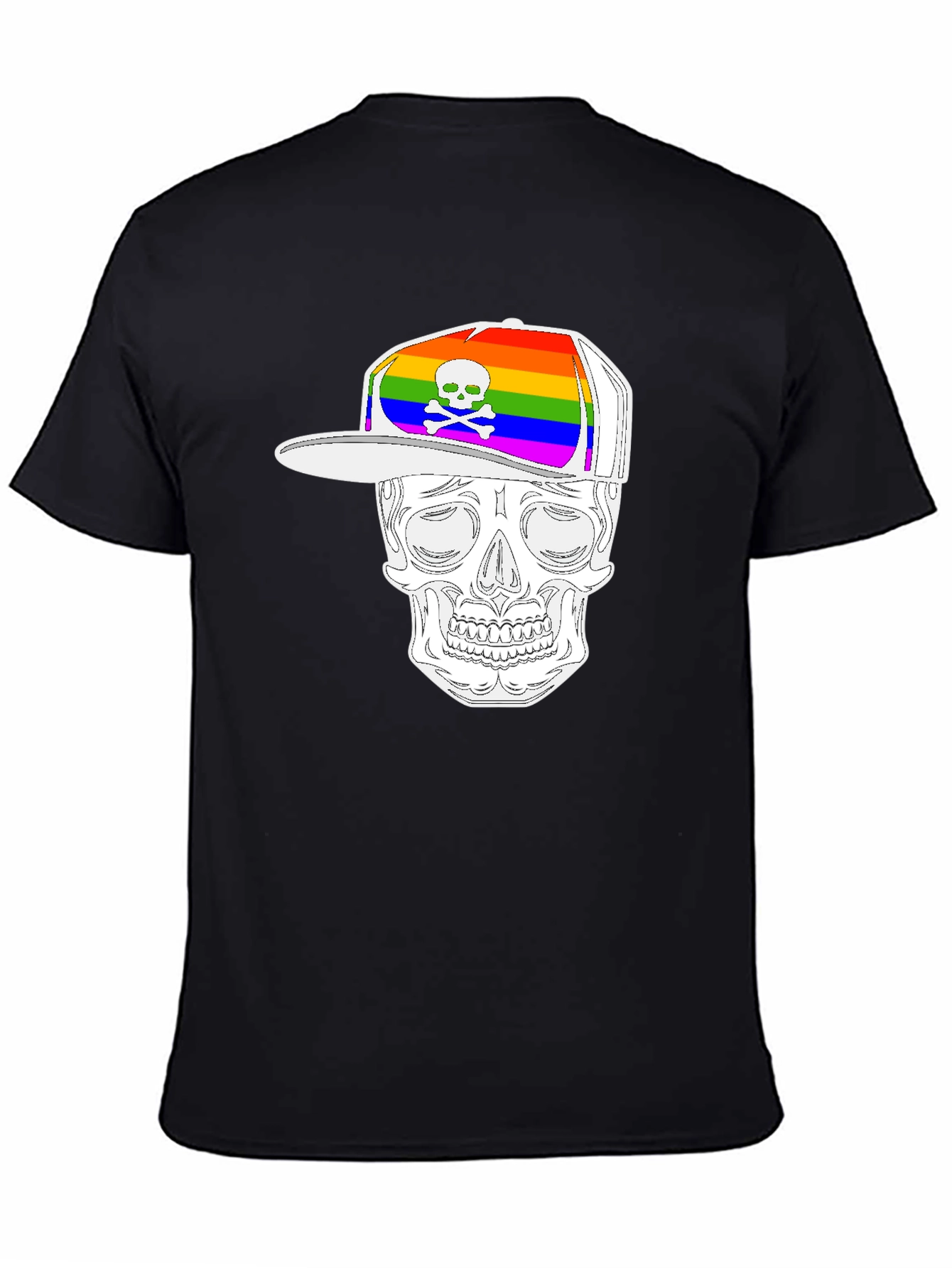 Skull Wearing Rainbow Hat Graphic Tee
