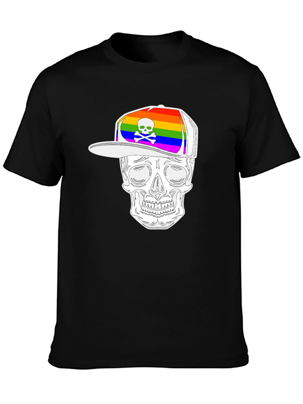 Skull Wearing Rainbow Hat Graphic Tee