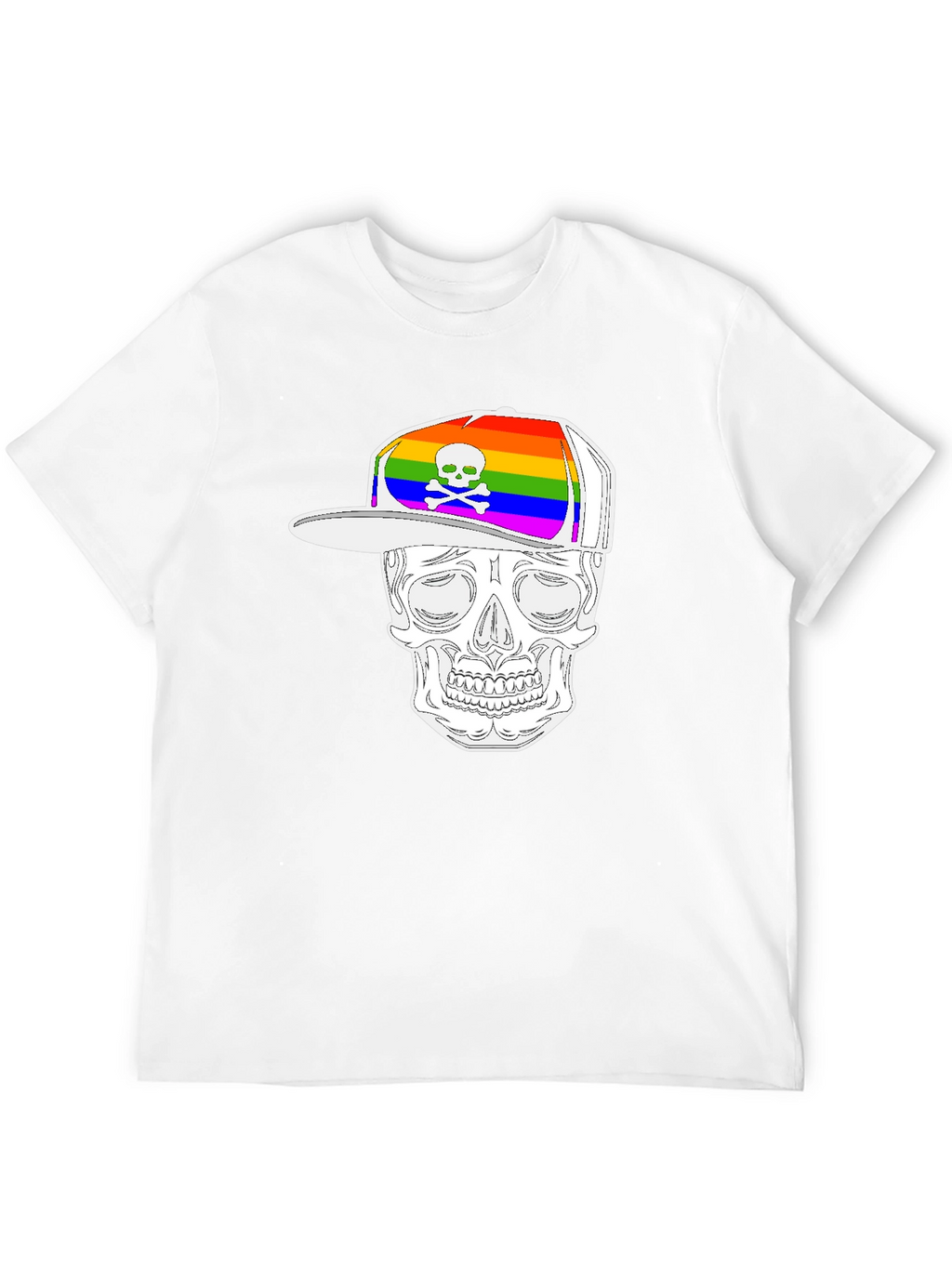 Skull Wearing Rainbow Hat Graphic Tee