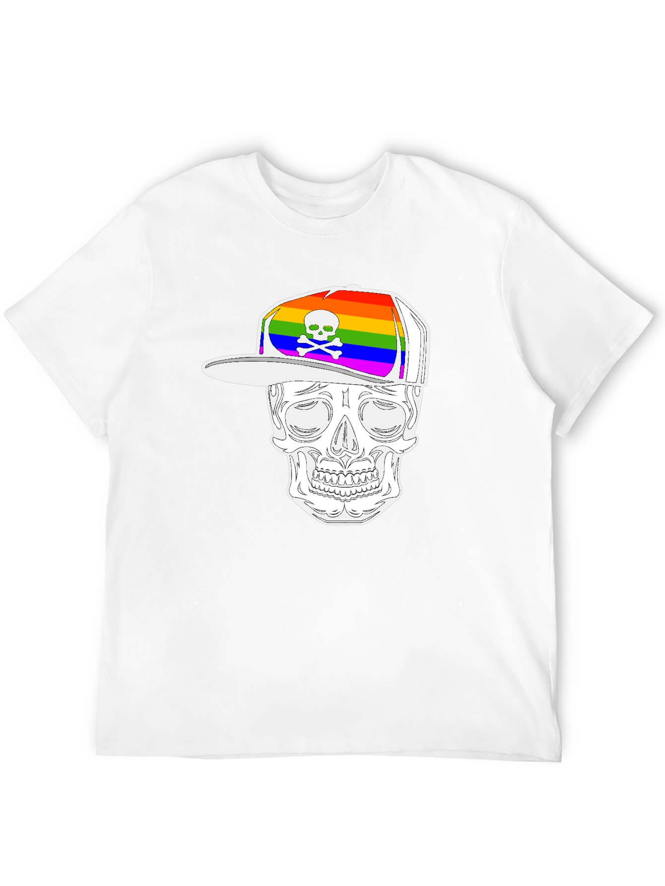 Skull Wearing Rainbow Hat Graphic Tee