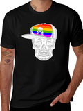 Skull Wearing Rainbow Hat Graphic Tee