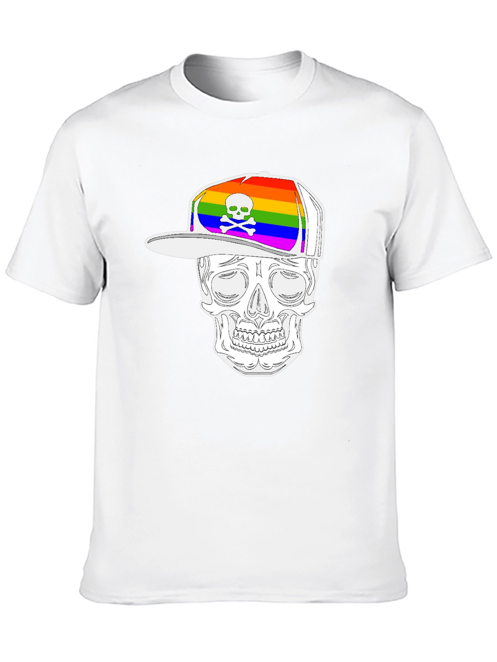 Skull Wearing Rainbow Hat Graphic Tee