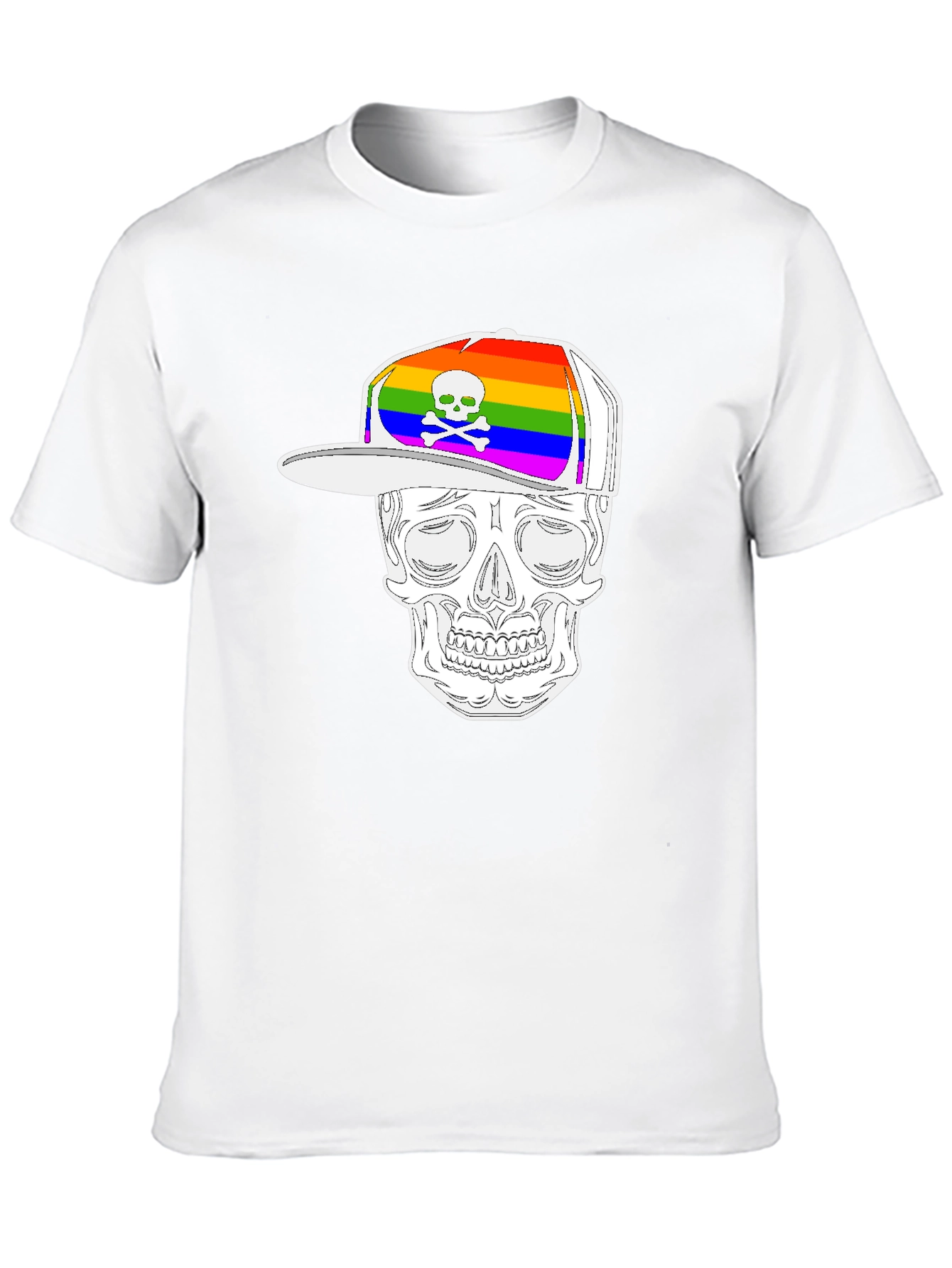 Skull Wearing Rainbow Hat Graphic Tee