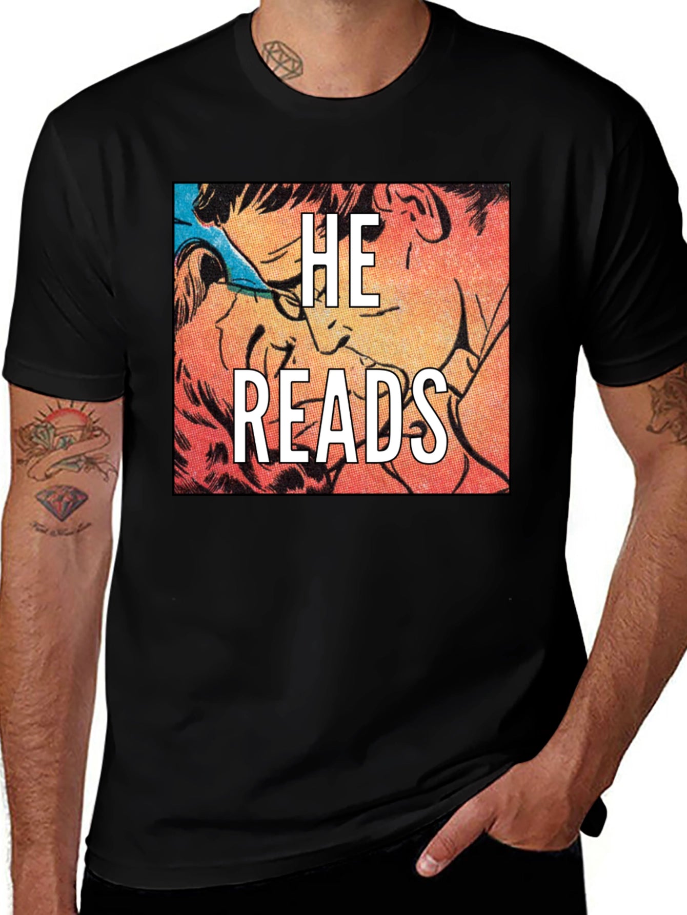 He Reads Graphic Tee - Black
