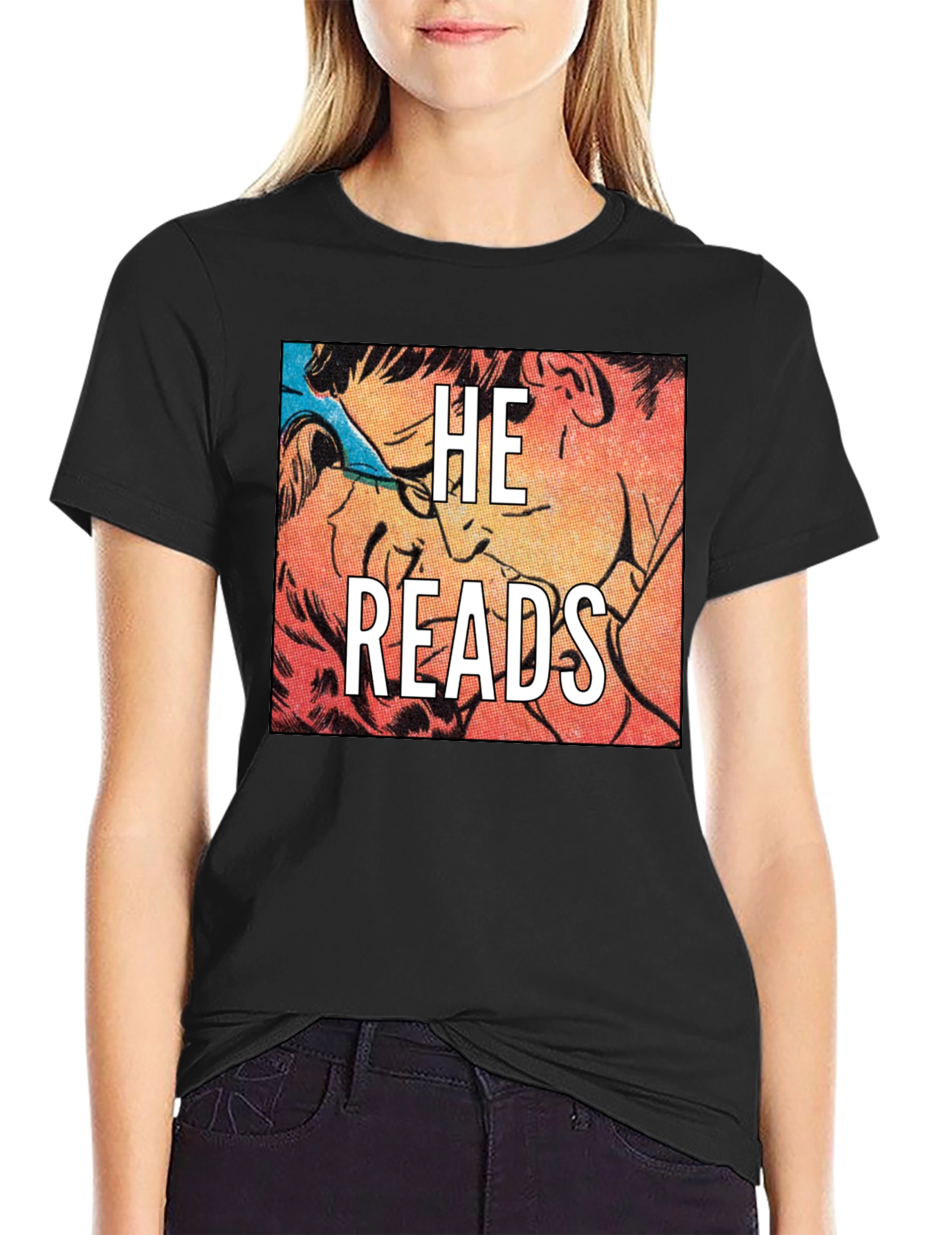 He Reads Graphic Tee - Black