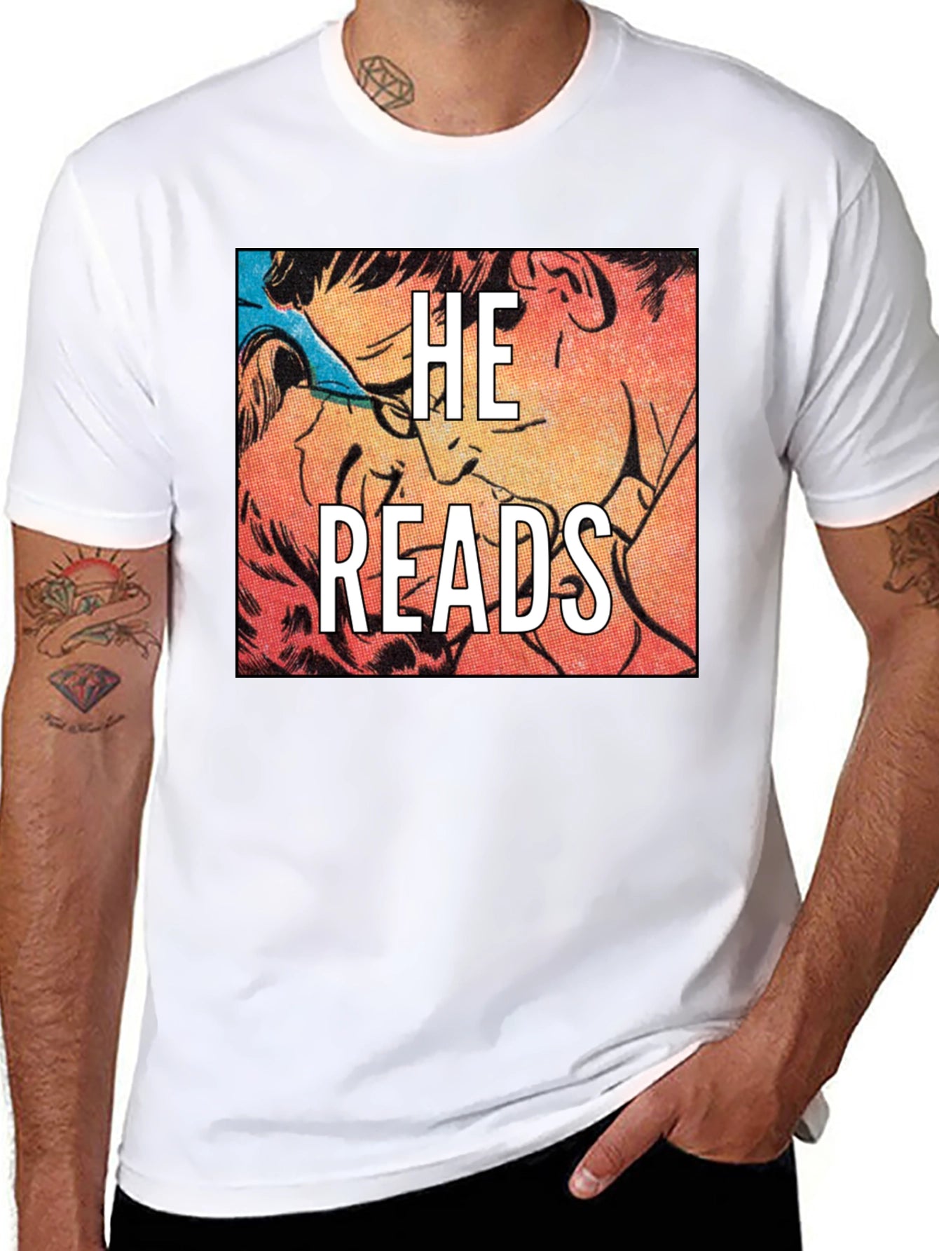 He Reads Graphic Tee - Black