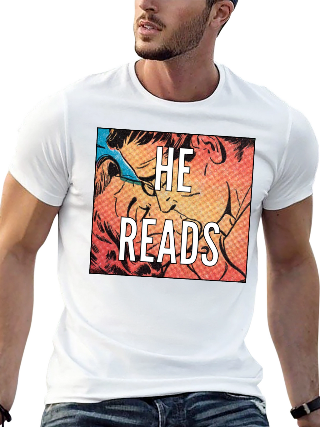 He Reads Graphic Tee - Black