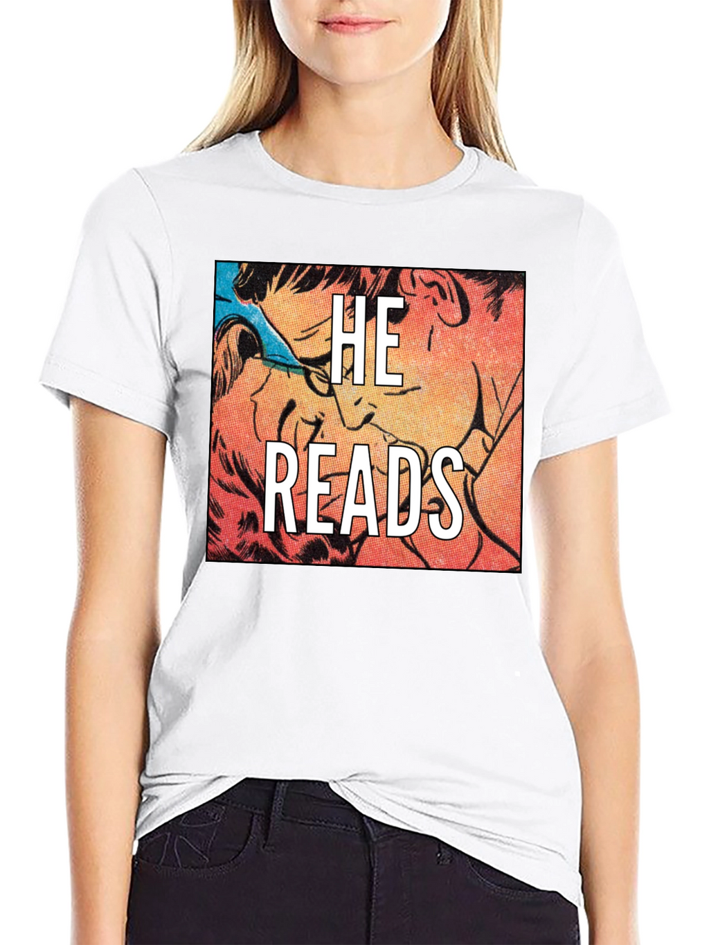 He Reads Graphic Tee - Black