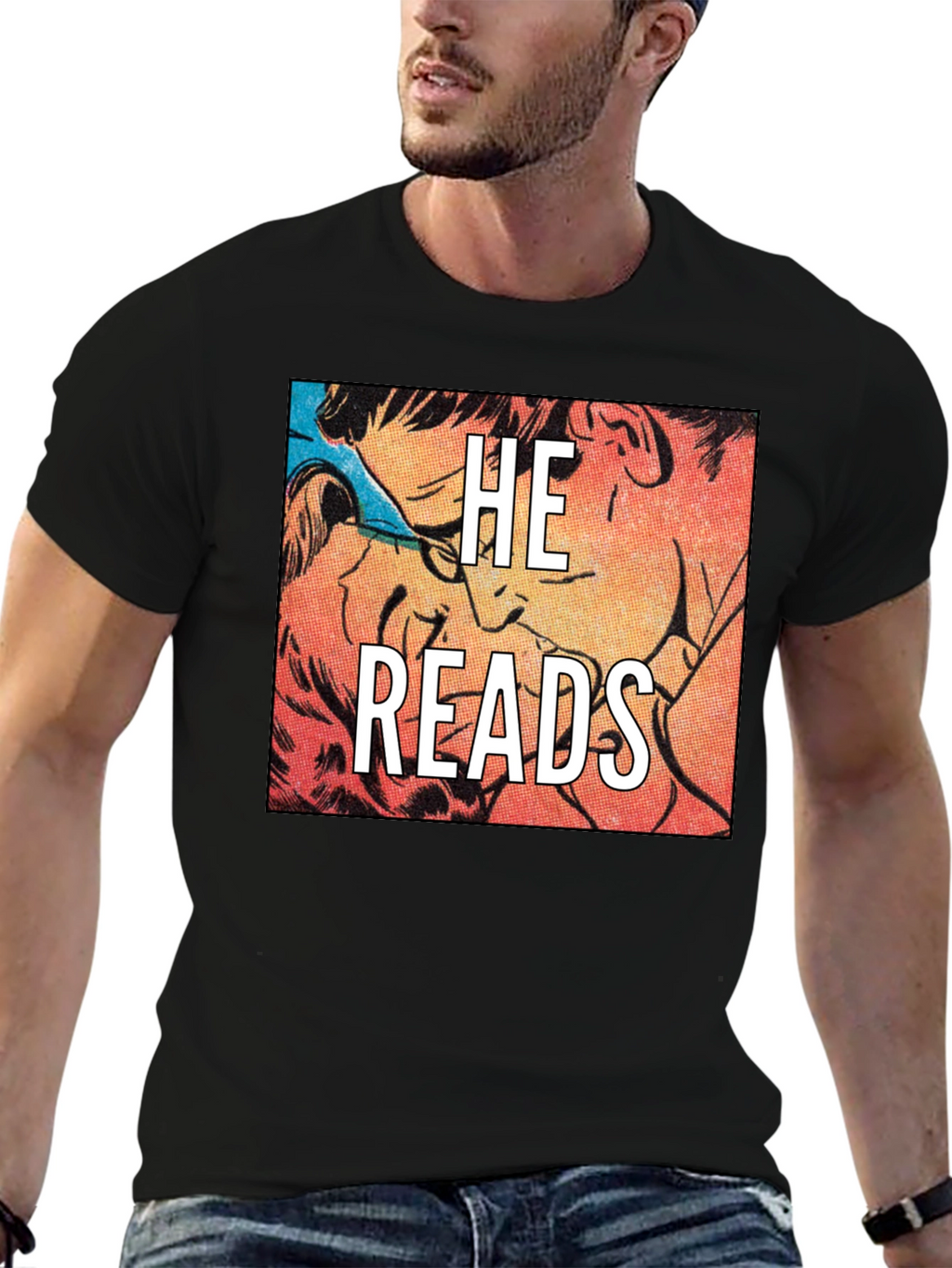 He Reads Graphic Tee - Black