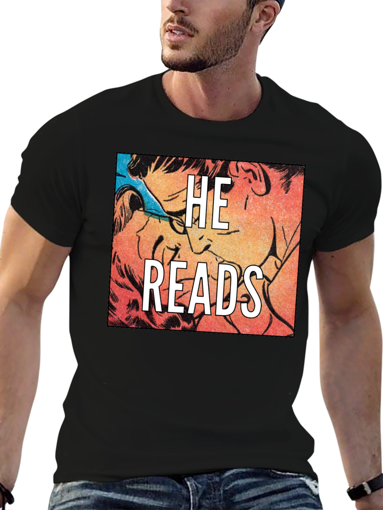He Reads Graphic Tee - Black