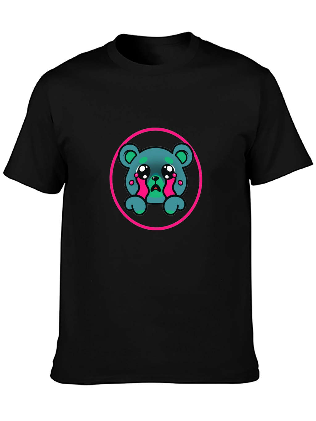 Sad Bear Graphic Black T-Shirt