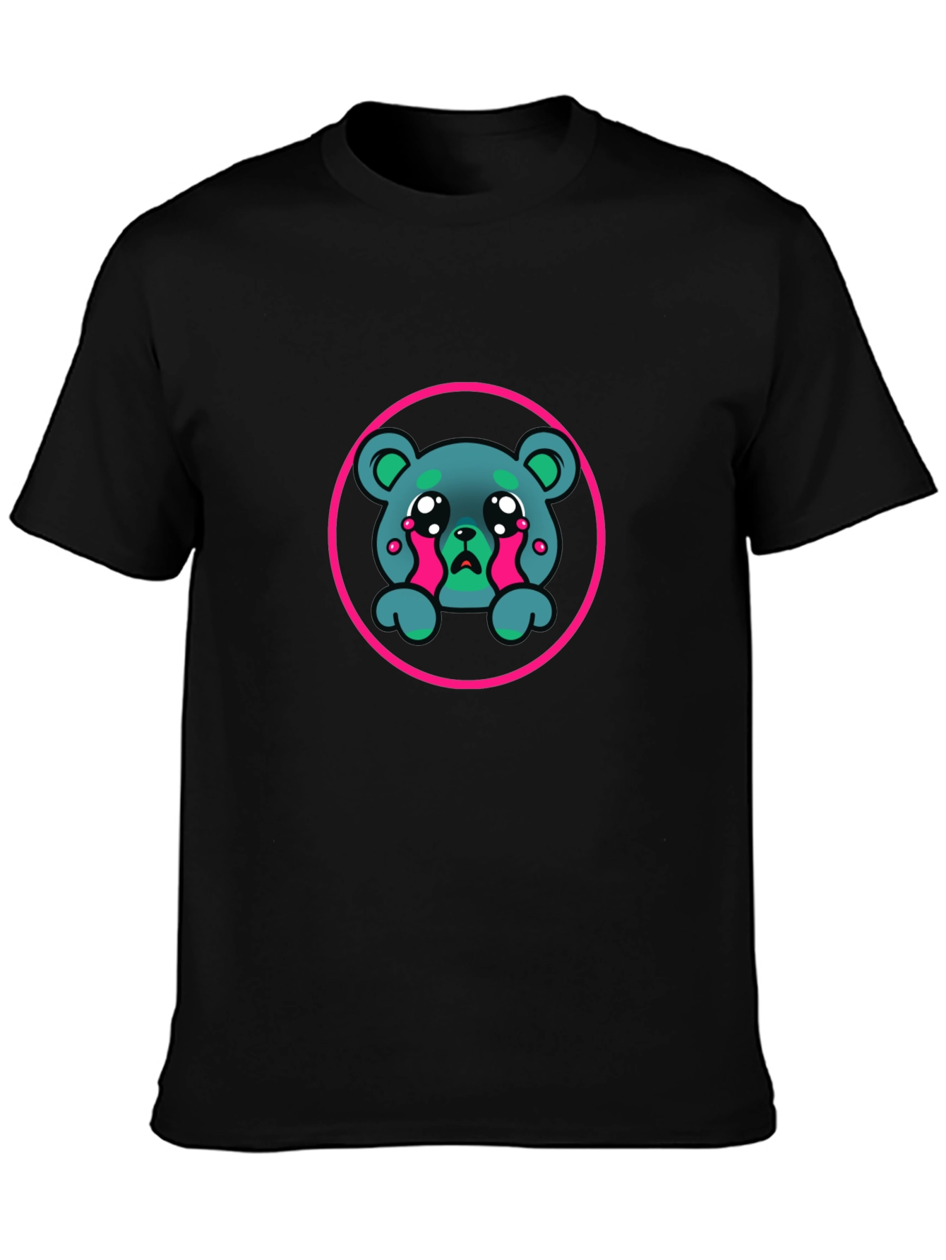 Sad Bear Graphic Black T-Shirt