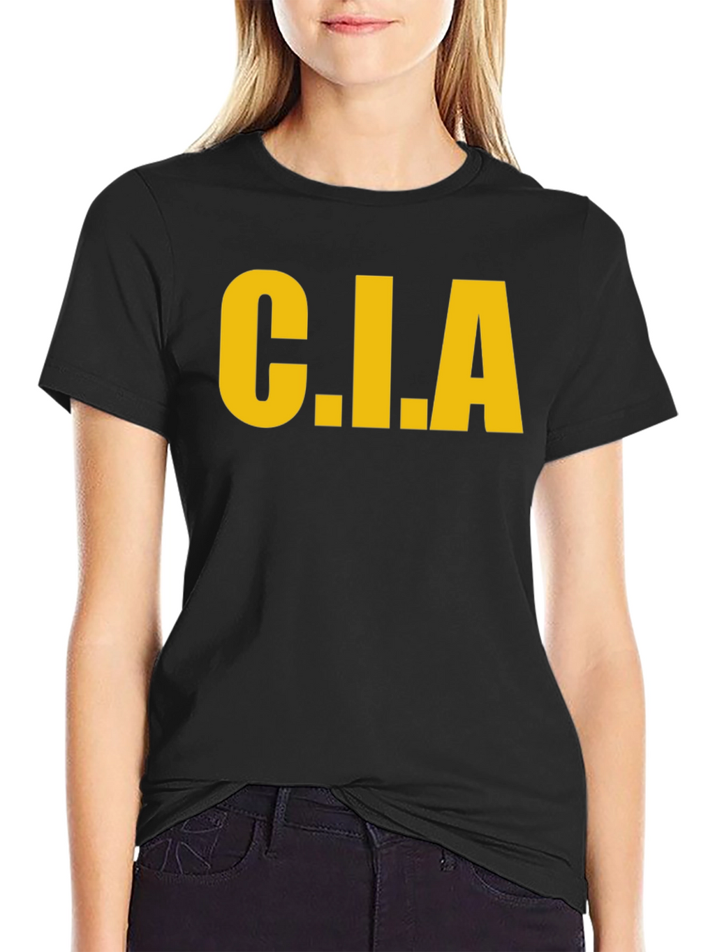C.I.A. Graphic Tee - Bold Yellow Print on Black