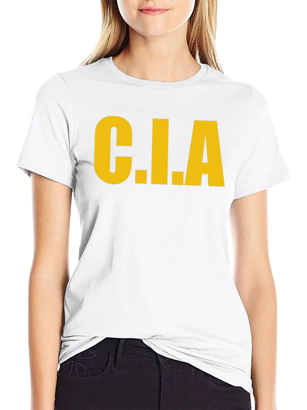 C.I.A. Graphic Tee - Bold Yellow Print on Black