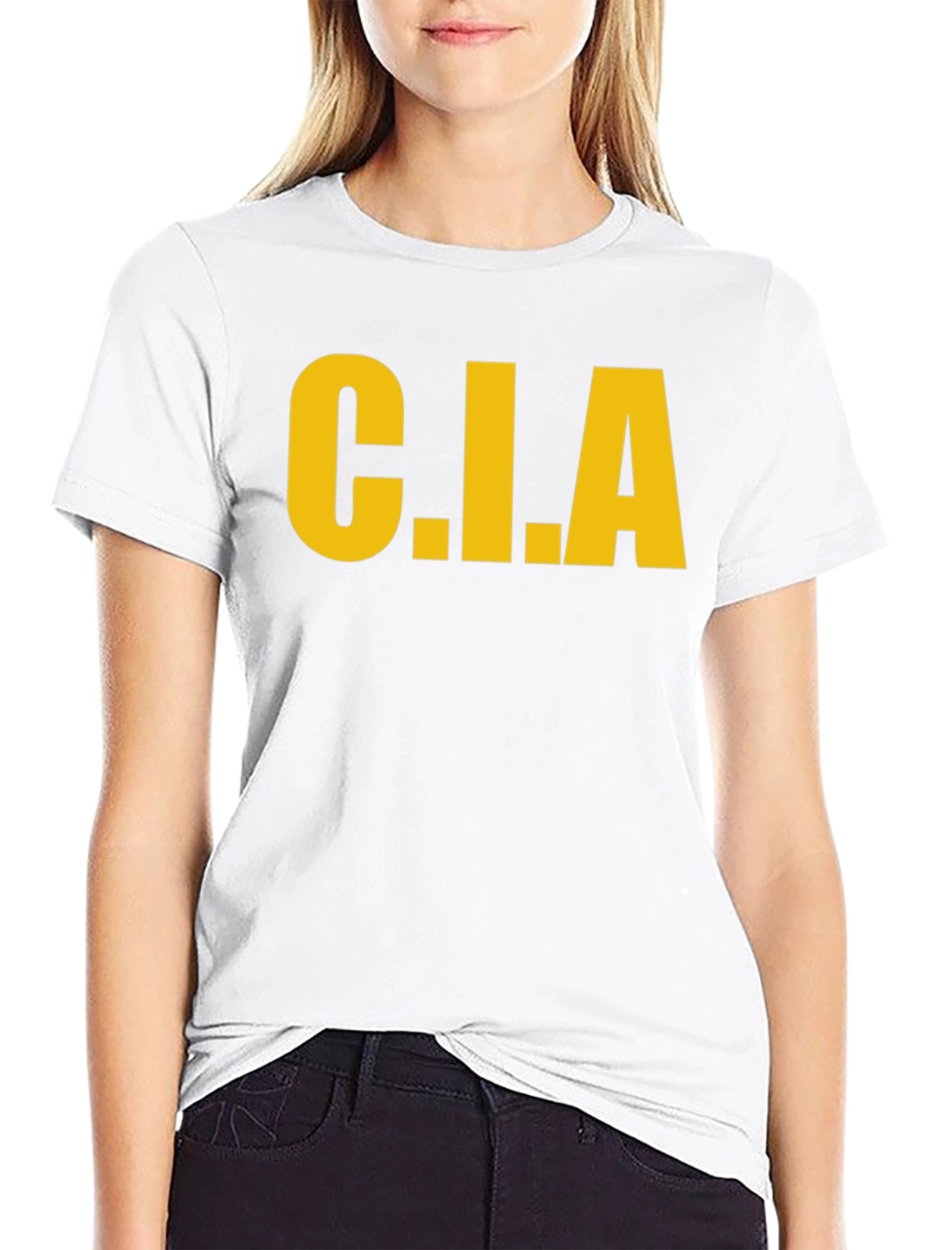 C.I.A. Graphic Tee - Bold Yellow Print on Black