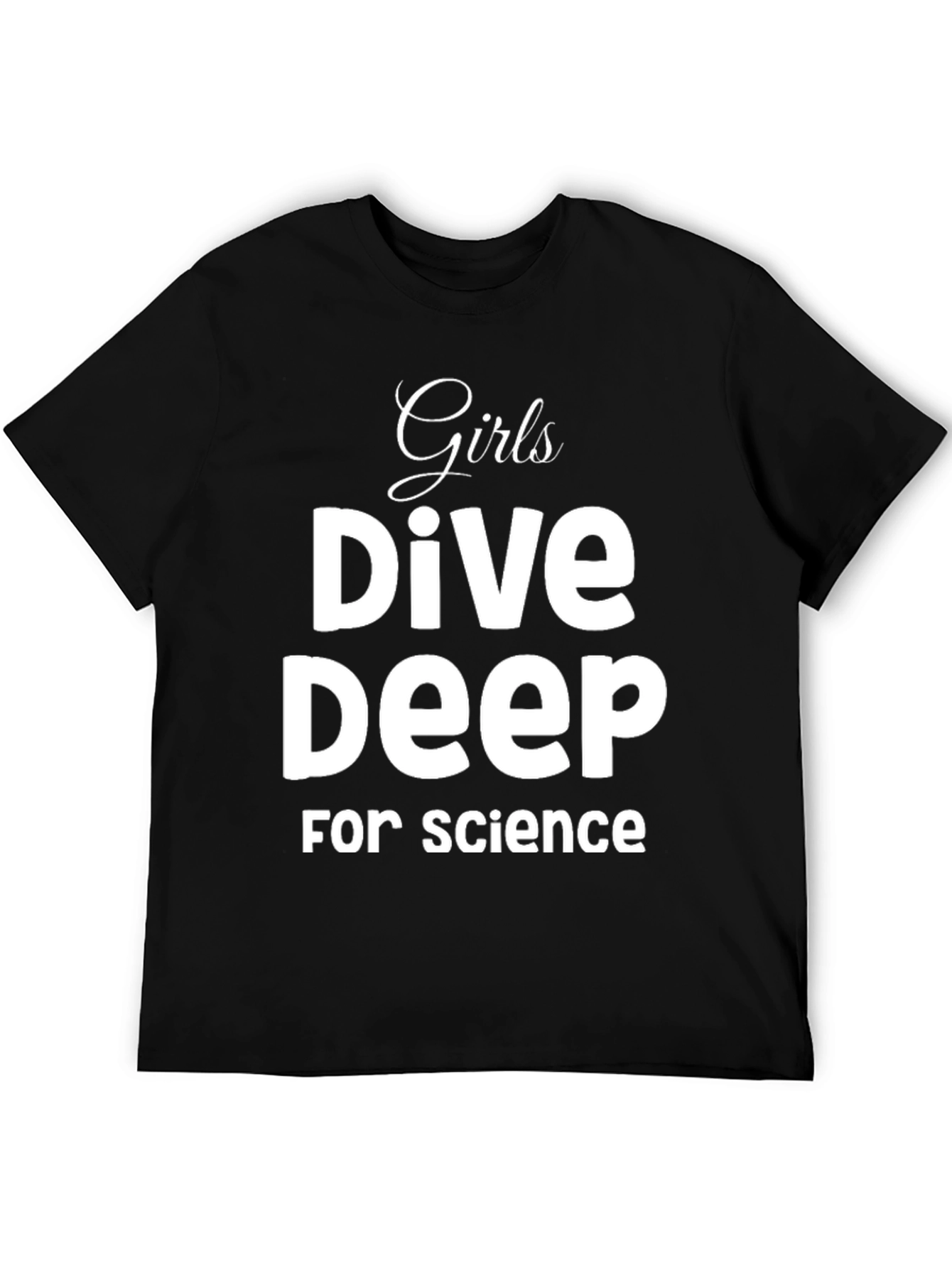 Girls Dive Deep For Science Black T-Shirt