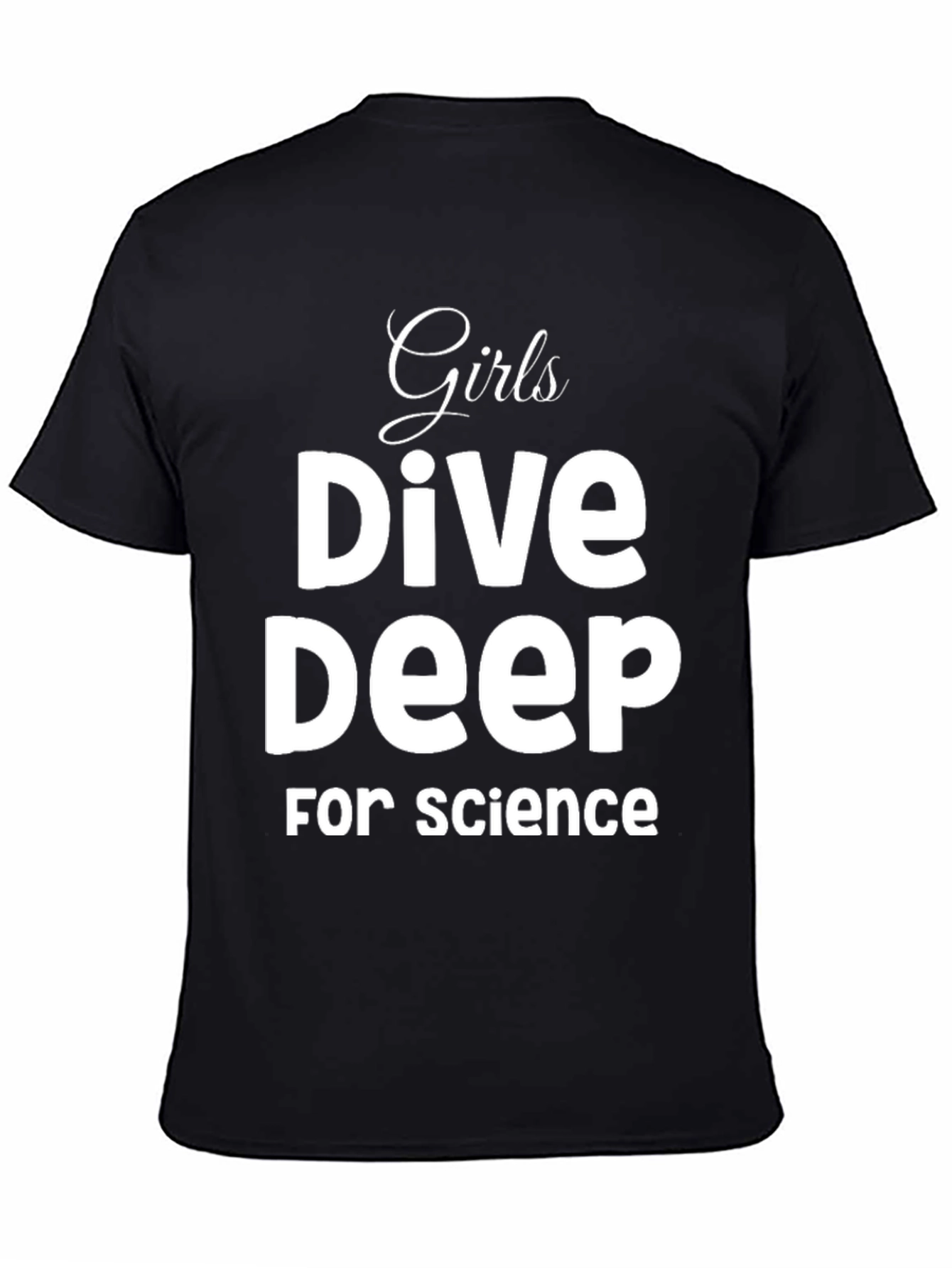 Girls Dive Deep For Science Black T-Shirt