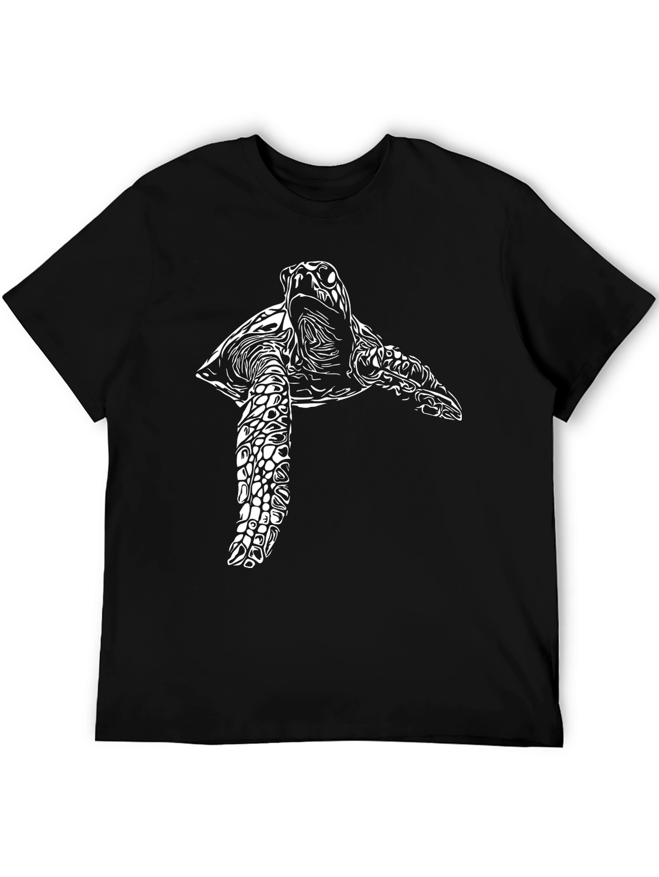 Sea Turtle Graphic Tee - Black Cotton Casual T-Shirt