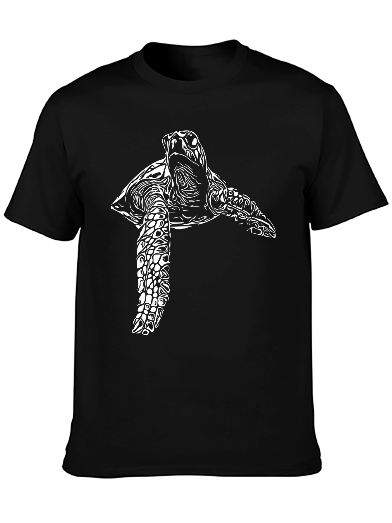 Sea Turtle Graphic Tee - Black Cotton Casual T-Shirt