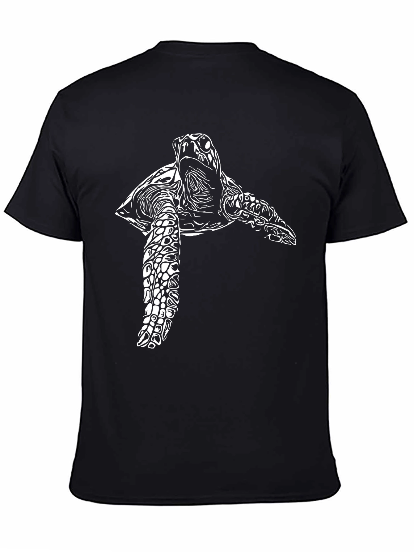 Sea Turtle Graphic Tee - Black Cotton Casual T-Shirt