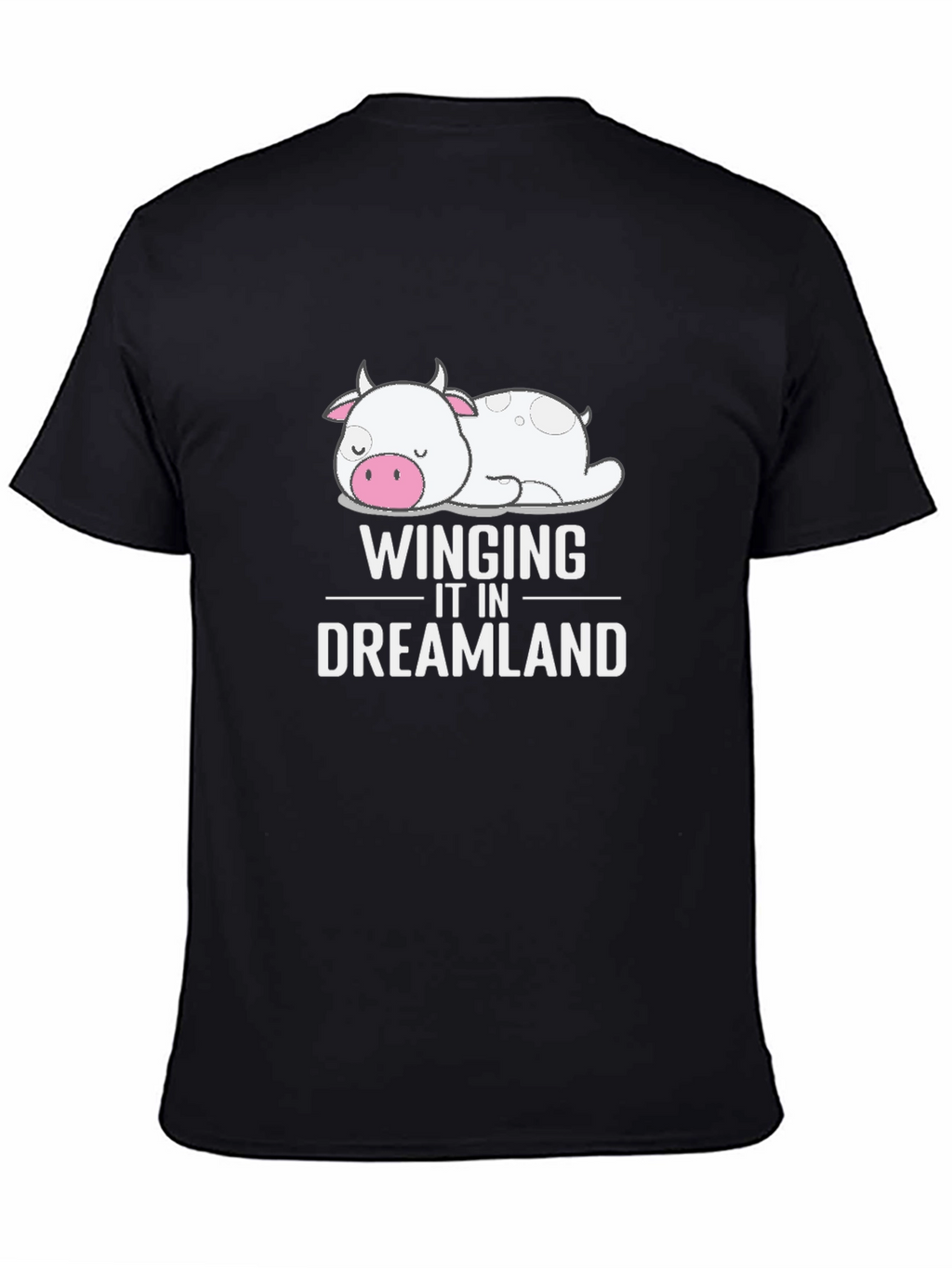 Dreamland Cow Graphic Tee - Soft Black T-Shirt