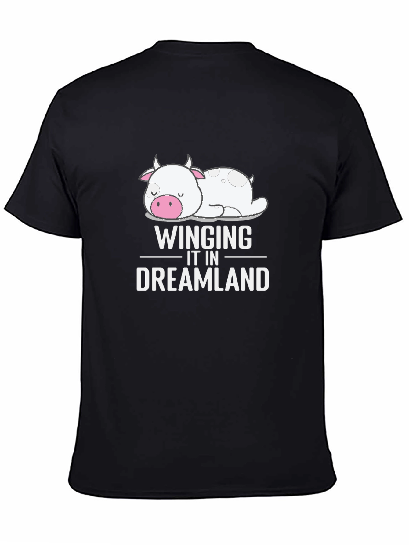Dreamland Cow Graphic Tee - Soft Black T-Shirt