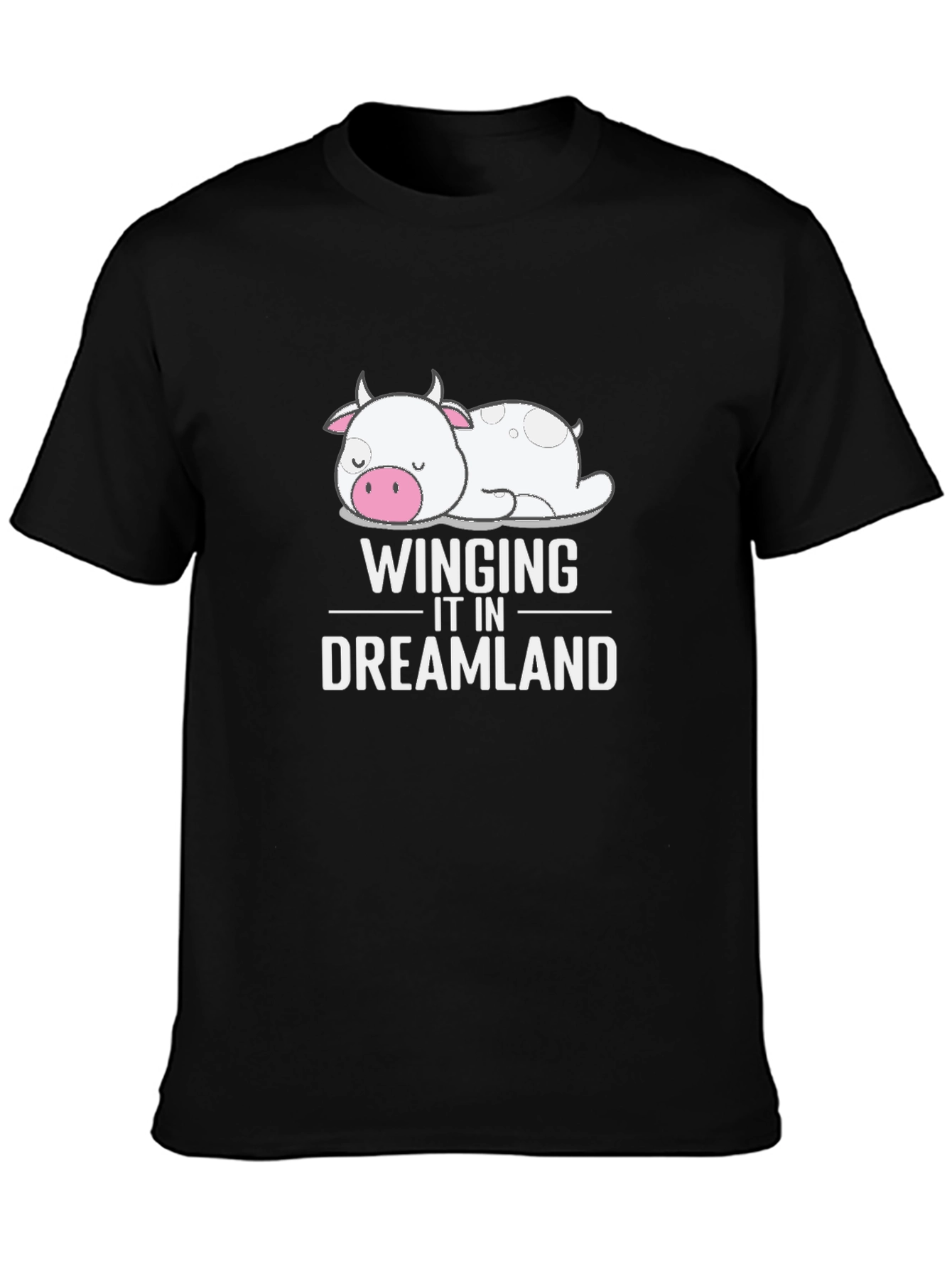 Dreamland Cow Graphic Tee - Soft Black T-Shirt