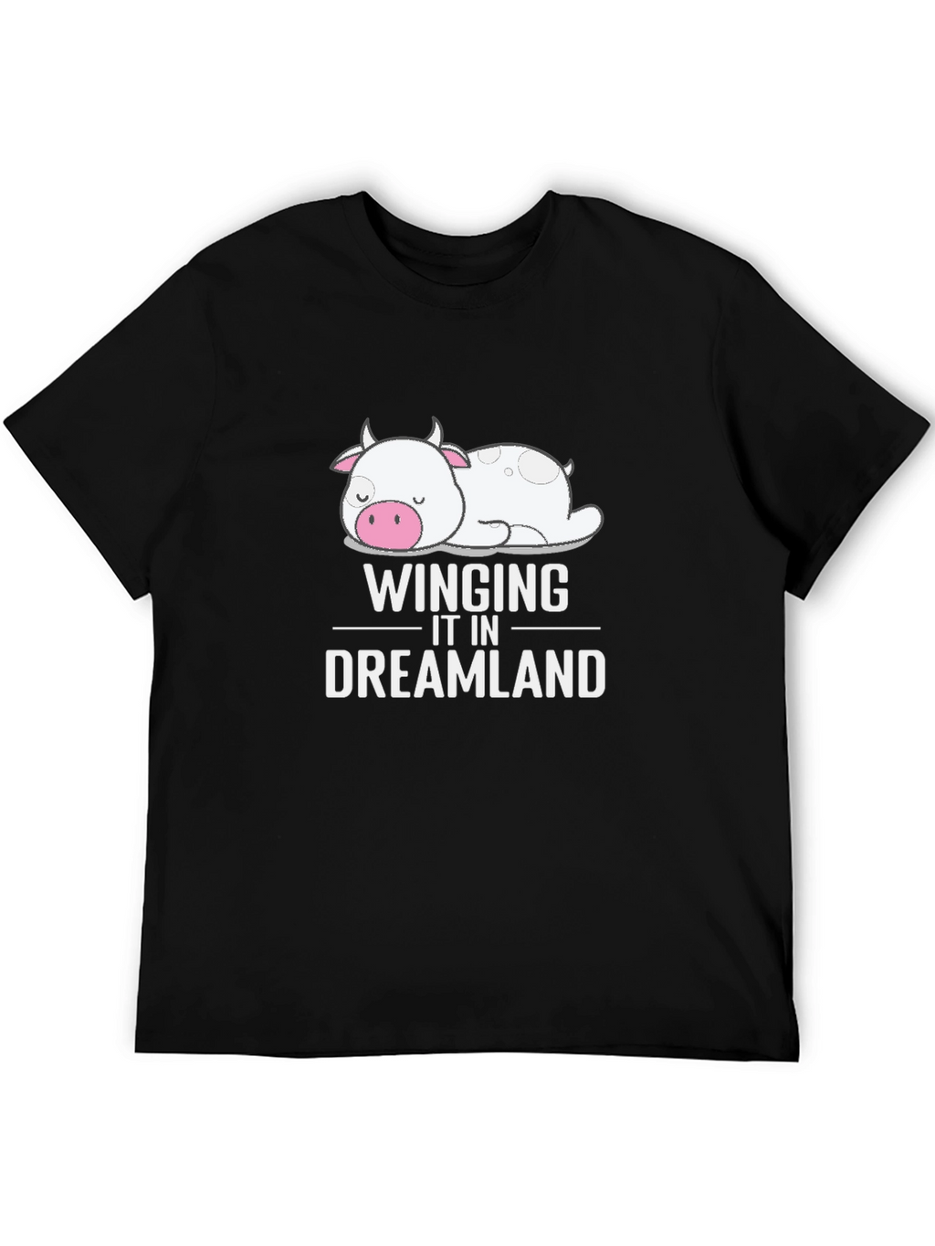 Dreamland Cow Graphic Tee - Soft Black T-Shirt