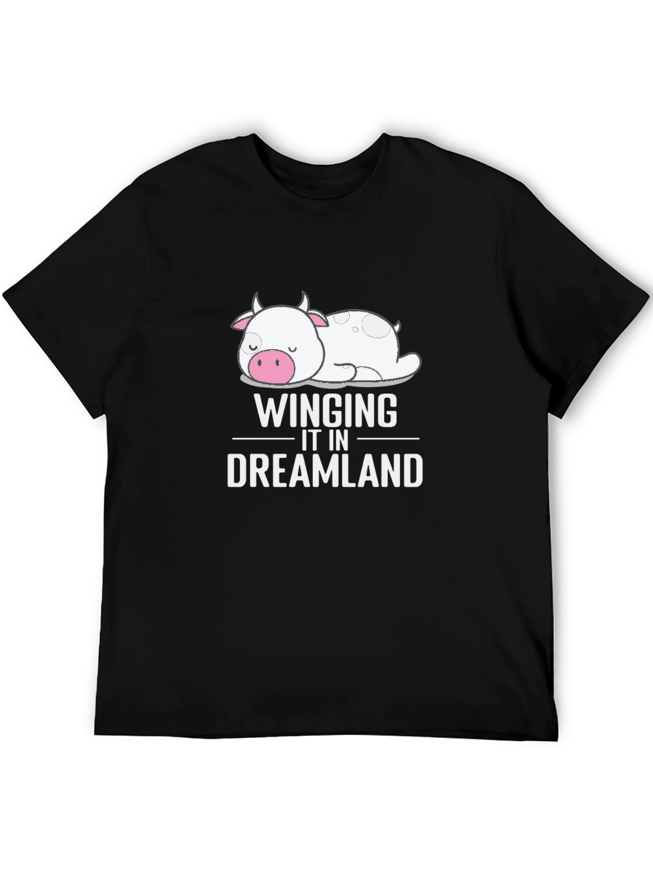Dreamland Cow Graphic Tee - Soft Black T-Shirt
