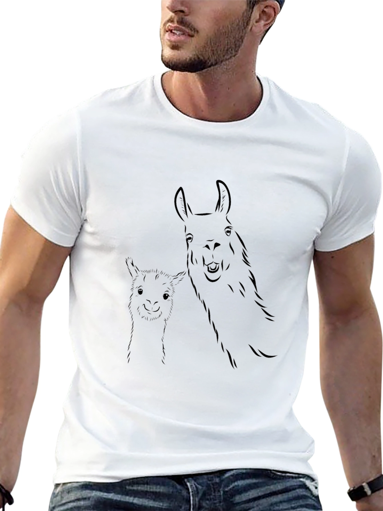Llama Outline Graphic Print T-Shirt