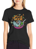 Lets Cook T-Shirt - Fish & Veggie Pan Design