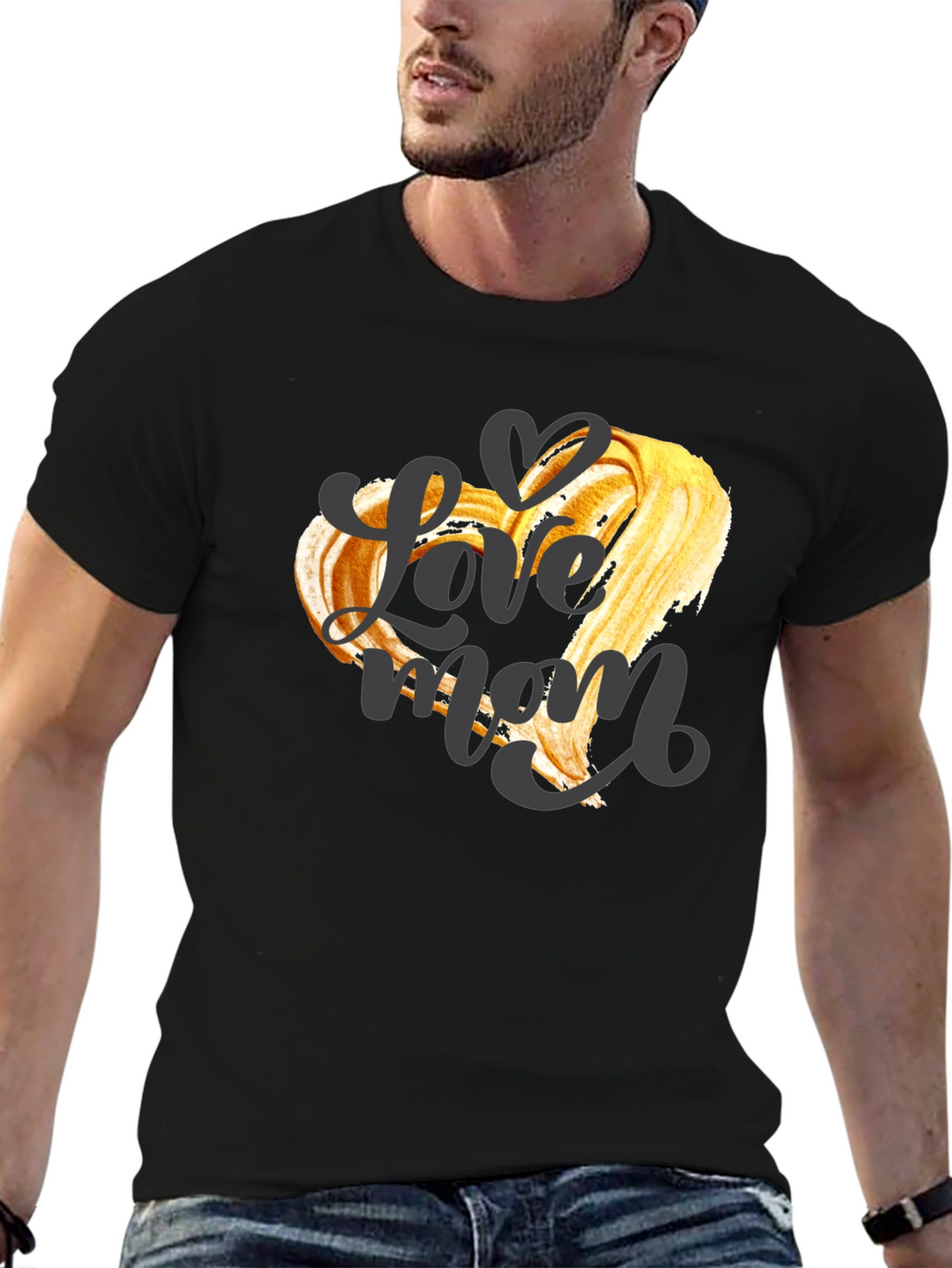 Love Mom Graphic T-Shirt - Black Crew Neck Tee