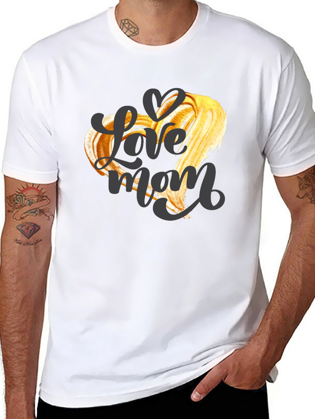 Love Mom Graphic T-Shirt - Black Crew Neck Tee