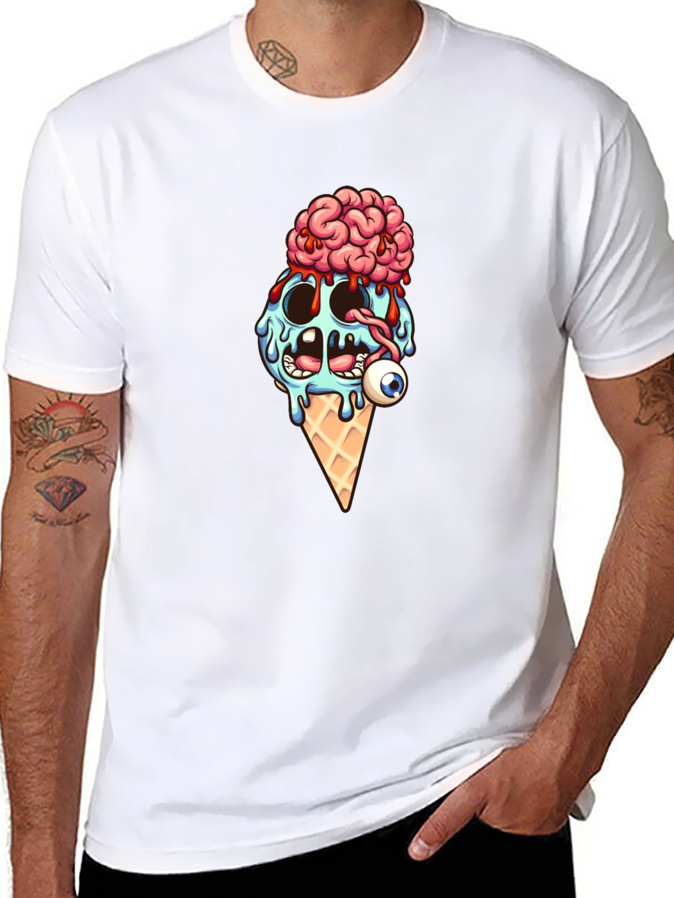 Creepy Ice Cream Cone Graphic T-Shirt